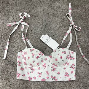 NWT Zara Floral Bustier crop top